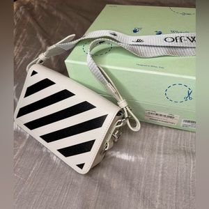 Off-White White & Black Mini Diag Flap Bag